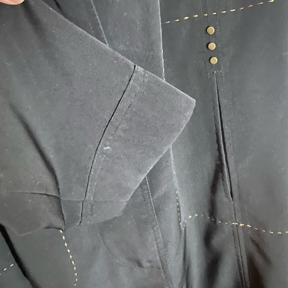 Vintage Gallery Black Hooded Rain Trench Coat Small - Picture 13 of 15